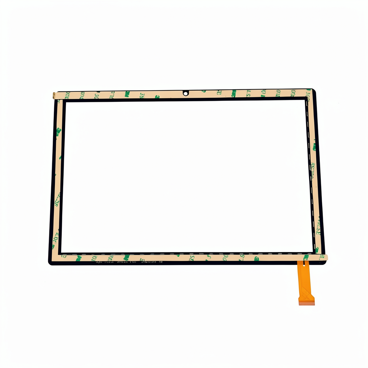 Back view of MJK-PG101-2593 touch screen glass showing adhesive tape