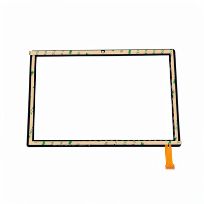 Back view of MJK-PG101-2593 touch screen glass showing adhesive tape