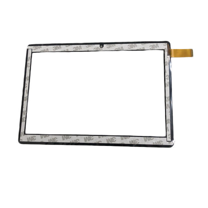 Back view of XC-PG1010-229-A0 touch screen glass showing adhesive tape