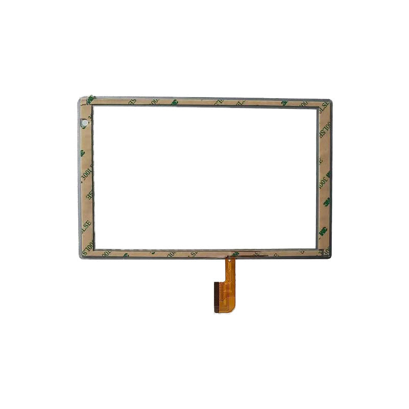 Back view of YZS-801 touch screen glass showing adhesive tape