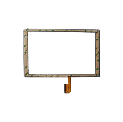 Back view of YZS-801 touch screen glass showing adhesive tape